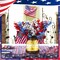 1 Set 4th of July Artificial Flowers with Glass Vase Patriotic Red Blue White Baby Breath Decoration Rustic Clear Lights Vase for Independence Day Floral Arrangement Table Centerpieces Gifts